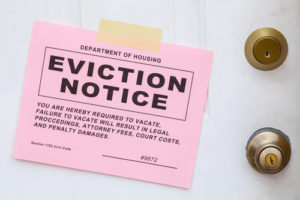 Eviction notice posted on door